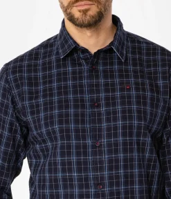 Koszula męska regular w kratę REY 15KZ NAVY