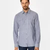Koszula męska slim w pionowe paski MALT 44PZ BLUE