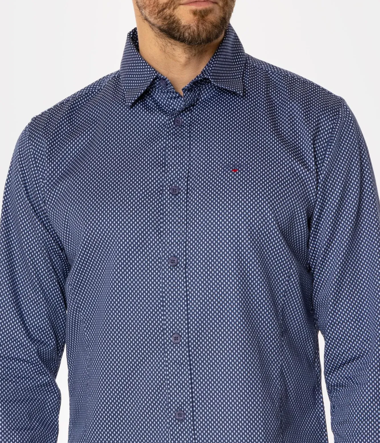 Koszula męska slim z mikroprintem DANIELS 49MP BLUE
