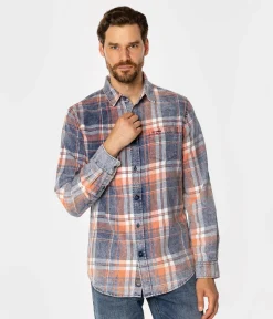 Koszula regular w kratę WILL 9339 ORANGE INDIGO