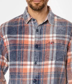 Koszula regular w kratę WILL 9339 ORANGE INDIGO