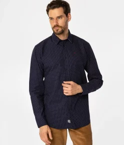 Koszula regular z mikroprintem REY 52MP NAVY