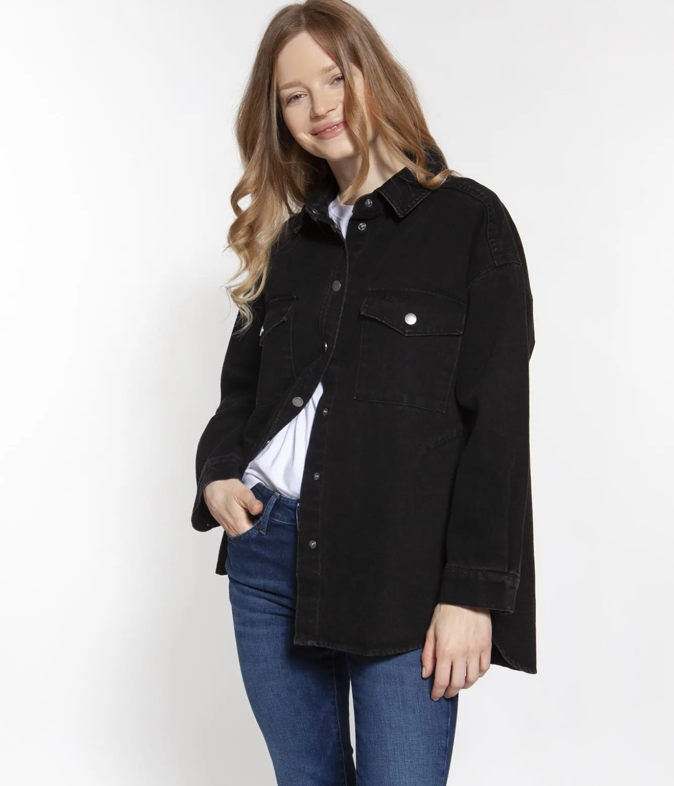 Koszulowa kurtka jeansowa EVY 2000 BLACK USED