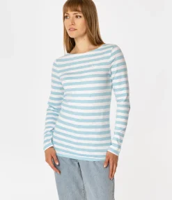 Longsleeve damski w paski HILARY 1080 SKY BLUE