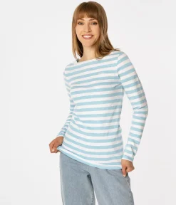 Longsleeve damski w paski HILARY 1080 SKY BLUE