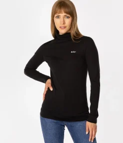Longsleeve damski z golfem HOPE 6040 BLACK