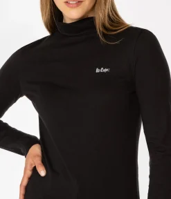 Longsleeve damski z golfem HOPE 6040 BLACK