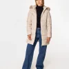 Puchowa kurtka damska z odpinanym kapturem CLIVIA2 5500 BEIGE