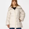 Puchowa kurtka damska z odpinanym kapturem MONICA 4402 BEIGE