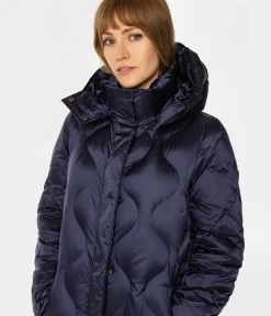 Puchowa kurtka damska z odpinanym kapturem MIRANDA 4617 DRESS BLUE