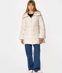 Puchowa kurtka damska z odpinanym kapturem MONICA 4402 BEIGE