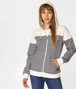 Rozpinana bluza damska z kapturem SAMMIE 4557 STRIPES