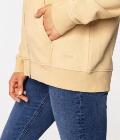 Rozpinana bluza damska z kapturem w kratę SAMIRA 4561 WARM SAND