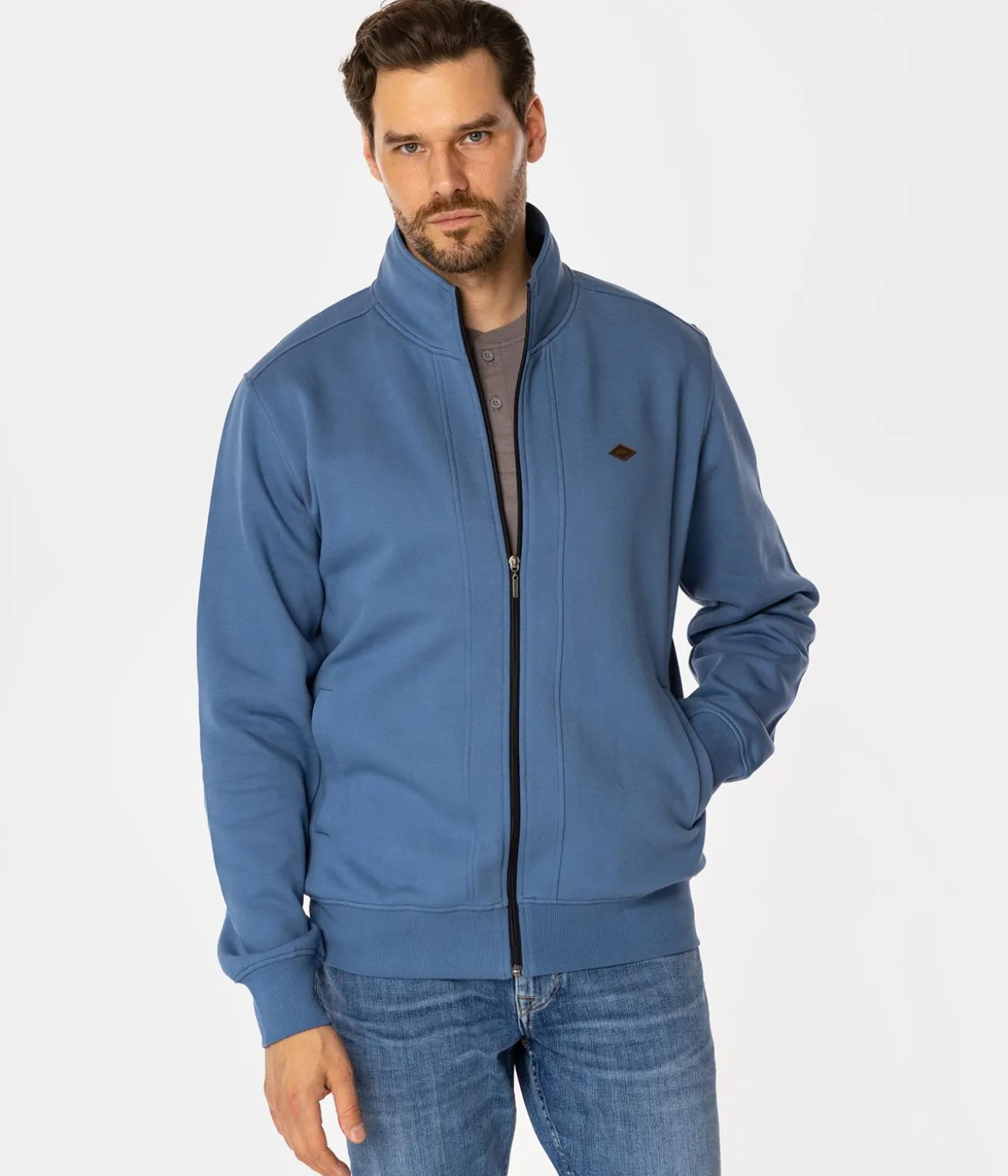 Rozpinana bluza męska ze stójką TAI 4312 CORONET BLUE