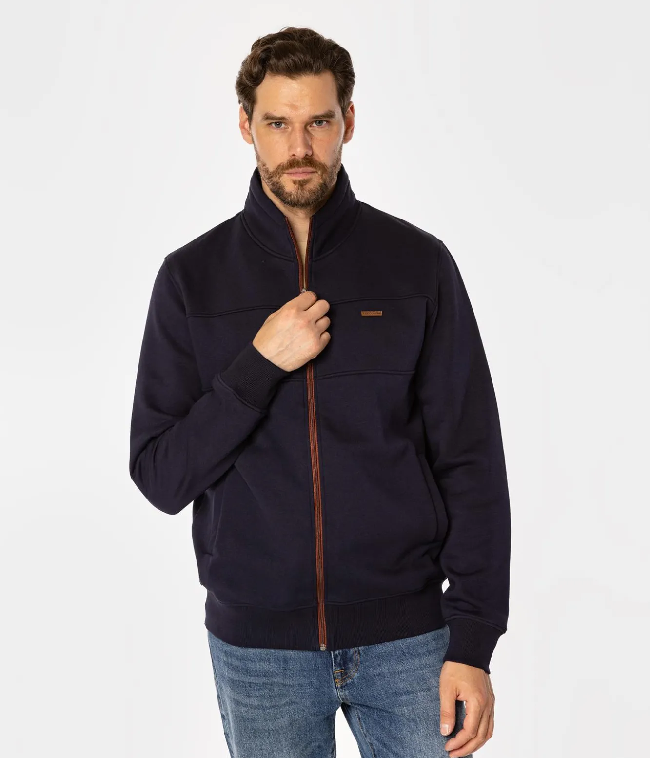 Rozpinana bluza męska ze stójką ZEYNER 4311 NAVY BLAZER