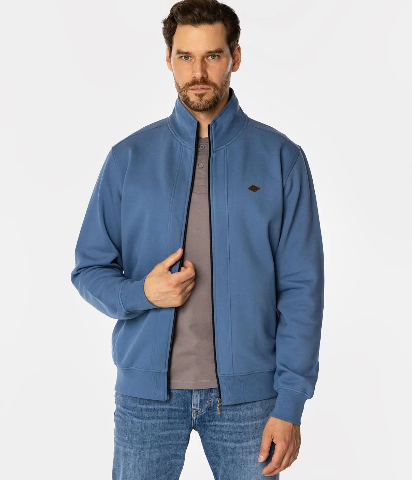 Rozpinana bluza męska ze stójką TAI 4312 CORONET BLUE