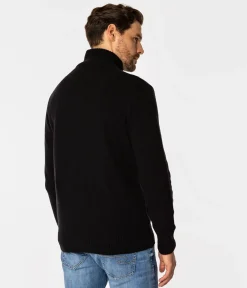 Rozpinany sweter męski z wełny jagnięcej BERN TOY BLACK