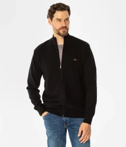 Rozpinany sweter męski ze stójką LEMIR 9103 CAVIAR