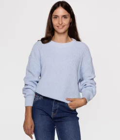 Sweter damski z bawełny organicznej YANA ORGANIC LIGHT BLUE