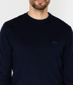 Sweter męski regular z wełną merino LOKI MERA NAVY