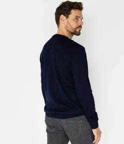 Sweter męski regular z wełną merino LOKI MERA NAVY