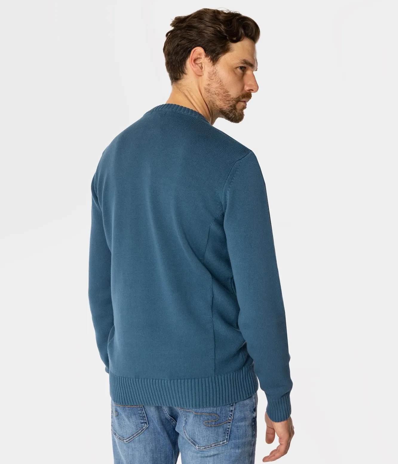 Sweter męski z bawełny organicznej BILL ORGANIC INDIAN TEAL