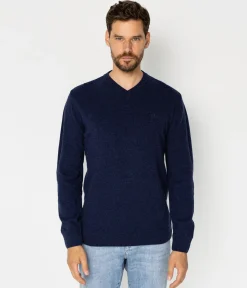 Sweter męski z wełny jagnięcej ROMI TOY NAVY MELANGE