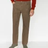 Sztruksowe spodnie straight RICKY 1201 BEIGE