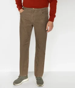 Sztruksowe spodnie straight RICKY 1201 BEIGE