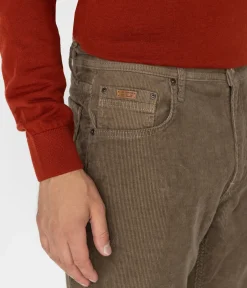 Sztruksowe spodnie straight RICKY 1201 BEIGE