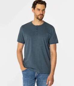 TSHIRT M HENLEY2 4587 INDIAN TEAL