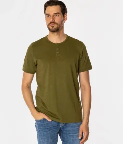 TSHIRT M HENLEY2 4587 SPHAGNUM