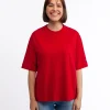 T-shirt oversize z lnem OMENA 8515 RED