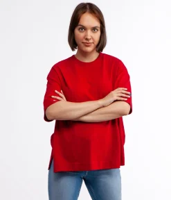 T-shirt oversize z lnem OMENA 8515 RED