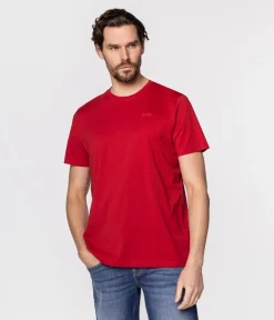 T-shirt z małym haftowanym logo OBUTCH 0875 RED