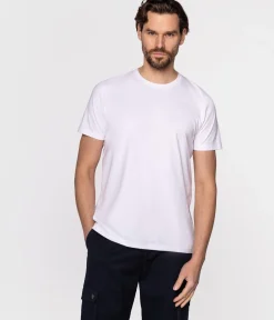T-shirt z małym haftowanym logo OBUTCH 0875 WHITE