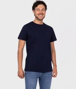 T-shirt z małym haftowanym logo OBUTCH 0875 NAVY