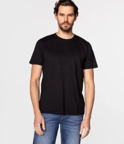 T-shirt z małym haftowanym logo OBUTCH 0875 BLACK