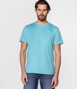 T-shirt z małym haftowanym logo OBUTCH 0875 SEA JET