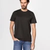 T-shirt z małym haftowanym logo OBUTCH 0875 PEAT