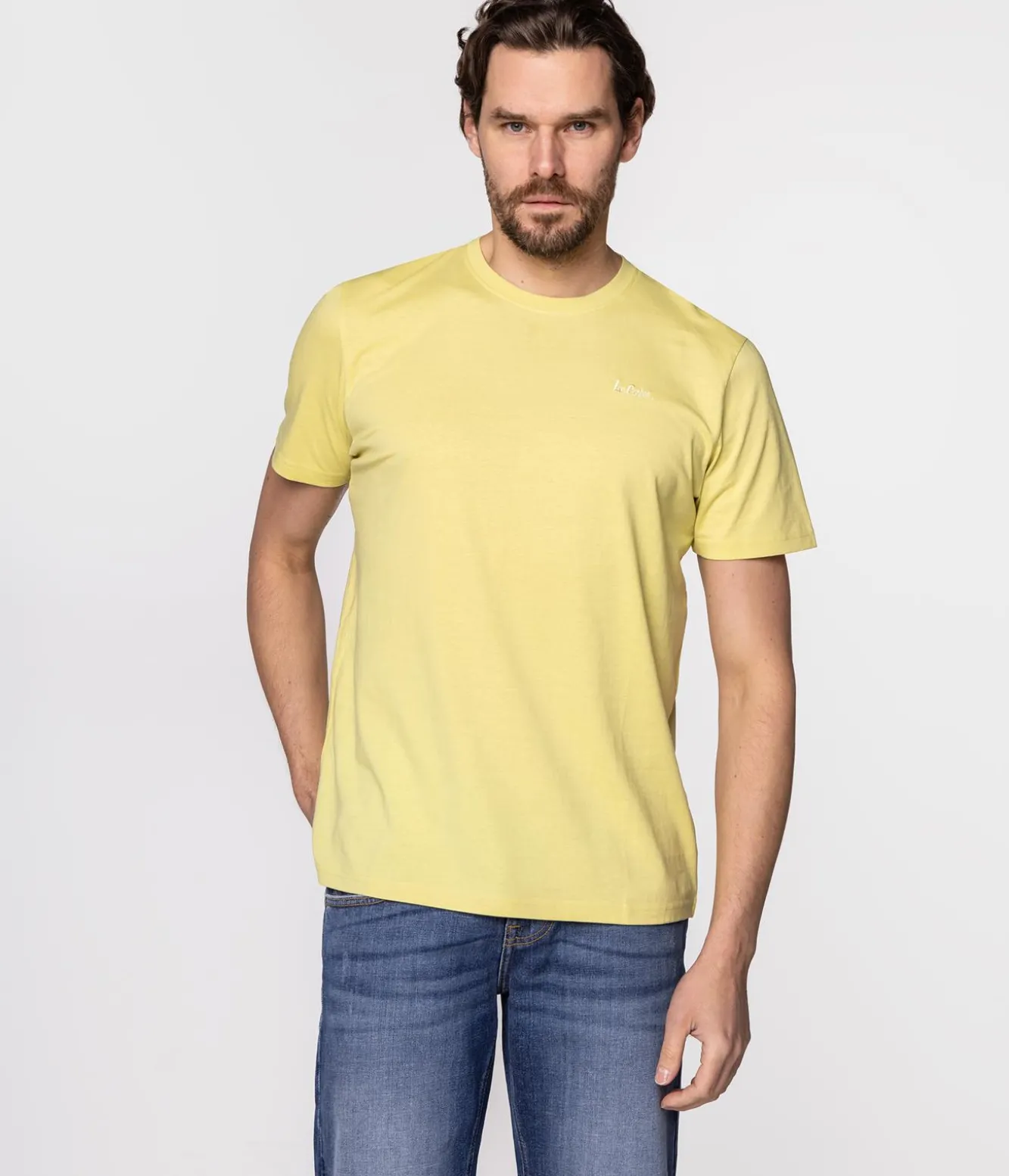 T-shirt z małym haftowanym logo OBUTCH 0875 ENDIVE