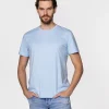 T-shirt z małym haftowanym logo OBUTCH 0875 CLEAR SKY