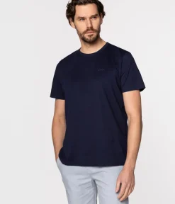 T-shirt z małym haftowanym logo OBUTCH 0875 NAVY BLAZER