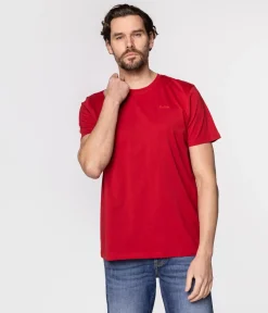 T-shirt z małym haftowanym logo OBUTCH 0875 RED