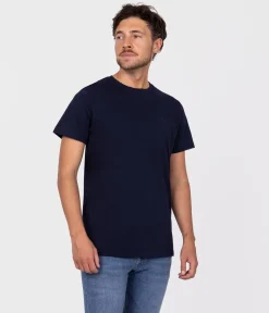 T-shirt z małym haftowanym logo OBUTCH 0875 NAVY