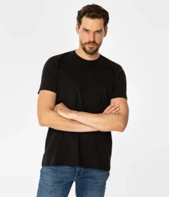 T-shirt z małym haftowanym logo OBUTCH 0875 BLACK