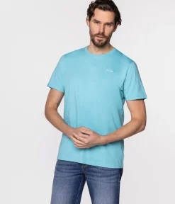 T-shirt z małym haftowanym logo OBUTCH 0875 SEA JET
