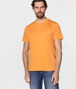 T-shirt z małym haftowanym logo OBUTCH 0875 TANGERINE