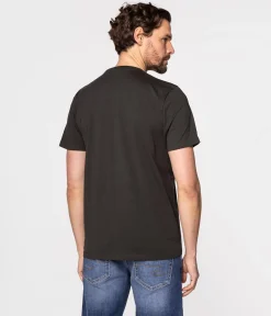 T-shirt z małym haftowanym logo OBUTCH 0875 PEAT