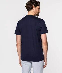 T-shirt z małym haftowanym logo OBUTCH 0875 NAVY BLAZER